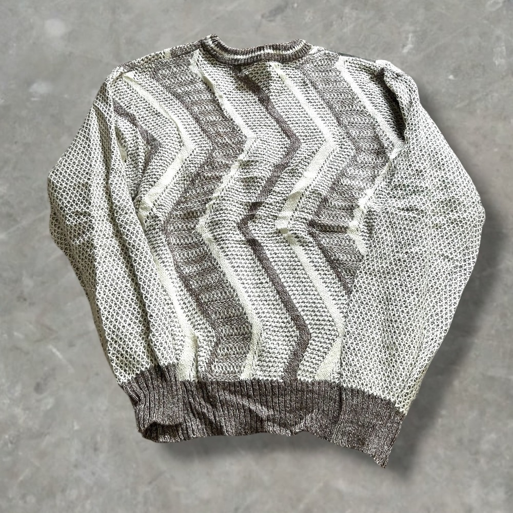 Vintage 1990's Knit Sweater Medium M Beige Cream Cottage Core Grunge Retro VTG